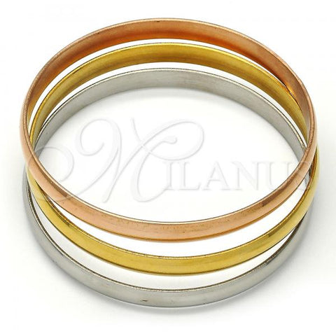 Stainless Steel Trio Bangle, Polished, Tricolor, 07.244.0001.04 (05 MM Thickness, Size 4 - 2.25 Diameter)