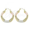 Oro Laminado Medium Hoop, Gold Filled Style Diamond Cutting Finish, Tricolor, 02.170.0391.30