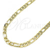 Oro Laminado Basic Necklace, Gold Filled Style Pave Figaro Design, Diamond Cutting Finish, Golden Finish, 5.223.034.24