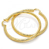 Oro Laminado Large Hoop, Gold Filled Style Hollow Design, Diamond Cutting Finish, Golden Finish, 5.139.008.60