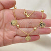 Oro Laminado Charm Anklet , Gold Filled Style Ball and Box Design, Polished, Golden Finish, 03.32.0590.10