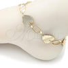 Oro Laminado Fancy Anklet, Gold Filled Style Heart Design, Diamond Cutting Finish, Golden Finish, 5.032.003.1.10