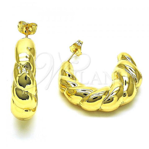 Oro Laminado Stud Earring, Gold Filled Style Chunky and Hollow Design, Polished, Golden Finish, 02.163.0163.35