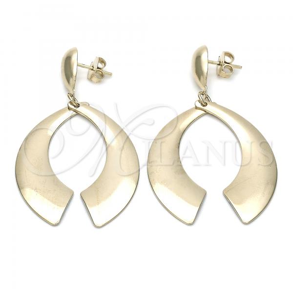Oro Laminado Long Earring, Gold Filled Style Golden Finish, 02.32.0517