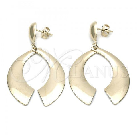 Oro Laminado Long Earring, Gold Filled Style Golden Finish, 02.32.0517