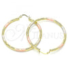 Oro Laminado Large Hoop, Gold Filled Style Diamond Cutting Finish, Tricolor, 02.213.0153.1.50