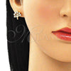 Oro Laminado Stud Earring, Gold Filled Style Tree Design, with White Cubic Zirconia, Polished, Golden Finish, 02.210.0445