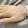 Sterling Silver Charm Bracelet, Star and Rolo Design, Polished, Silver Finish, 03.392.0010.07