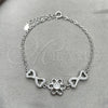 Sterling Silver Fancy Bracelet, Flower Design, with White Cubic Zirconia, Polished, Silver Finish, 03.398.0001.07