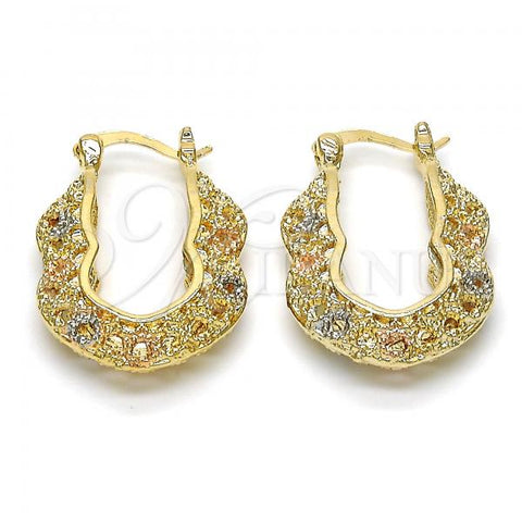 Oro Laminado Small Hoop, Gold Filled Style Polished, Tricolor, 02.102.0019.20