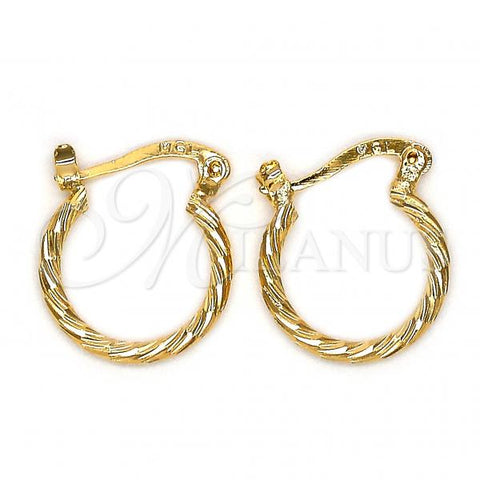 Oro Laminado Children Hoop, Gold Filled Style Brushed Finish, Golden Finish, 5.136.032.15