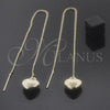 Oro Laminado Threader Earring, Gold Filled Style Heart Design, Golden Finish, 02.64.0582