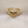 Oro Laminado Multi Stone Ring, Gold Filled Style Heart Design, with White Cubic Zirconia, Polished, Golden Finish, 01.341.0154.1