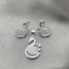 Sterling Silver Earring and Pendant Adult Set, Swan Design, Polished, Silver Finish, 10.398.0027