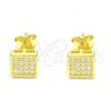 Sterling Silver Stud Earring, with White Cubic Zirconia, Polished, Golden Finish, 02.369.0020.2