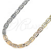 Oro Laminado Basic Necklace, Gold Filled Style Pave Mariner Design, Diamond Cutting Finish, Tricolor, 04.319.0006.24