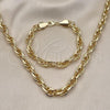 Oro Laminado Necklace and Bracelet, Gold Filled Style Chunky Design, Polished, Golden Finish, 06.331.0003
