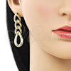 Oro Laminado Long Earring, Gold Filled Style Polished, Golden Finish, 02.213.0566