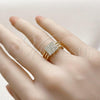 Oro Laminado Multi Stone Ring, Gold Filled Style with White Micro Pave, Polished, Golden Finish, 01.266.0056