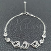 Sterling Silver Fancy Bracelet, Heart Design, with White Cubic Zirconia, Polished, Silver Finish, 03.400.0005.07