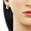 Oro Laminado Stud Earring, Gold Filled Style Chunky Design, Polished, Golden Finish, 02.342.0332
