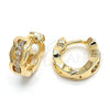 Oro Laminado Huggie Hoop, Gold Filled Style with White Cubic Zirconia, Polished, Golden Finish, 02.155.0033