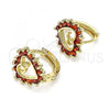 Oro Laminado Huggie Hoop, Gold Filled Style Heart Design, with Garnet Cubic Zirconia, Polished, Golden Finish, 02.210.0658.12