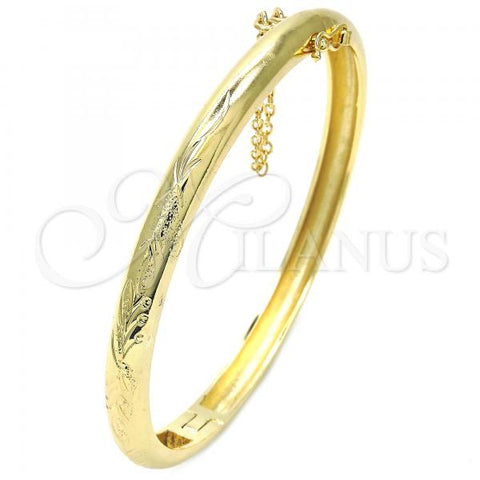 Oro Laminado Individual Bangle, Gold Filled Style Diamond Cutting Finish, Golden Finish, 07.168.0017.05 (06 MM Thickness, Size 5 - 2.50 Diameter)