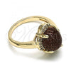 Oro Laminado Multi Stone Ring, Gold Filled Style with Brown and White Micro Pave, Polished, Golden Finish, 01.284.0065.07