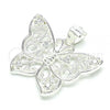 Sterling Silver Fancy Pendant, Butterfly Design, with White Cubic Zirconia, Polished,, 05.398.0042