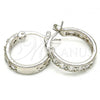 Rhodium Plated Small Hoop, with White Cubic Zirconia, Polished, Rhodium Finish, 02.210.0279.5.20