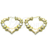 Oro Laminado Large Hoop, Gold Filled Style Heart Design, Polished, Tricolor, 02.170.0430.1.50