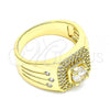 Oro Laminado Mens Ring, Gold Filled Style with White Cubic Zirconia, Polished, Golden Finish, 01.283.0028.11