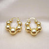 Oro Laminado Medium Hoop, Gold Filled Style Ball and Hollow Design, Polished, Golden Finish, 02.341.0184.28