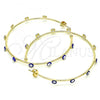 Oro Laminado Large Hoop, Gold Filled Style Evil Eye Design, Blue Enamel Finish, Golden Finish, 02.213.0219.50