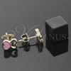 Oro Laminado Stud Earring, Gold Filled Style Heart Design, Pink Enamel Finish, Golden Finish, 02.64.0389 *PROMO*