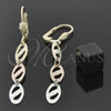 Oro Laminado Long Earring, Gold Filled Style Polished, Tricolor, 02.63.2180