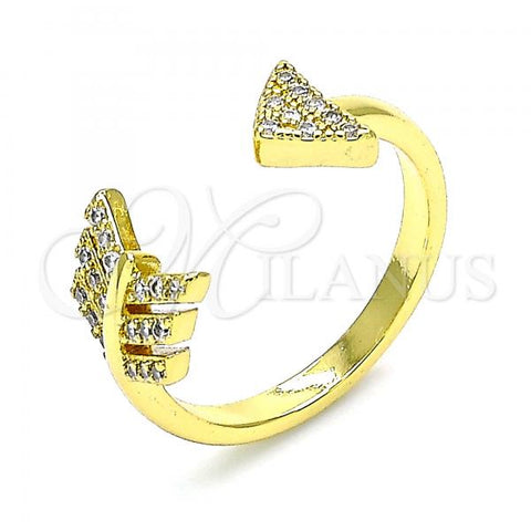Oro Laminado Multi Stone Ring, Gold Filled Style with White Micro Pave, Polished, Golden Finish, 01.341.0026 (One size fits all)