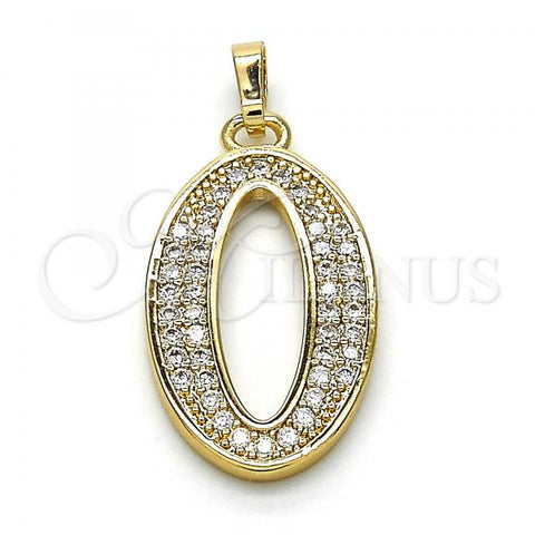 Oro Laminado Fancy Pendant, Gold Filled Style with White Cubic Zirconia, Polished, Golden Finish, 05.185.0020