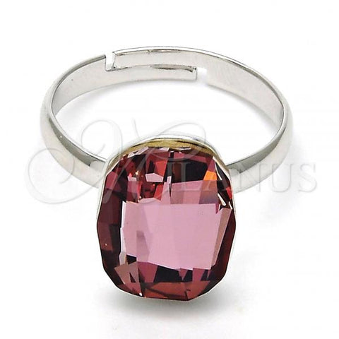 Rhodium Plated Multi Stone Ring, with Antique Pink Swarovski Crystals, Polished, Rhodium Finish, 01.239.0011.3 (One size fits all)
