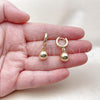 Oro Laminado Dangle Earring, Gold Filled Style Ball Design, Polished, Golden Finish, 02.195.0363