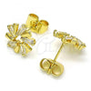 Oro Laminado Stud Earring, Gold Filled Style with White Cubic Zirconia, Polished, Golden Finish, 02.210.0746