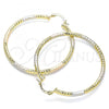 Oro Laminado Large Hoop, Gold Filled Style Diamond Cutting Finish, Tricolor, 02.213.0154.1.50
