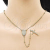 Oro Laminado Thin Rosary, Gold Filled Style Guadalupe and Crucifix Design, Polished, Golden Finish, 09.213.0045.18