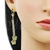 Oro Laminado Long Earring, Gold Filled Style Butterfly Design, with Cubic Zirconia, Golden Finish, 5.099.009
