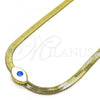 Oro Laminado Fancy Necklace, Gold Filled Style Evil Eye Design, White Enamel Finish, Golden Finish, 04.341.0098.18