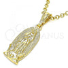 Oro Laminado Religious Pendant, Gold Filled Style Guadalupe Design, Polished, Golden Finish, 05.351.0126