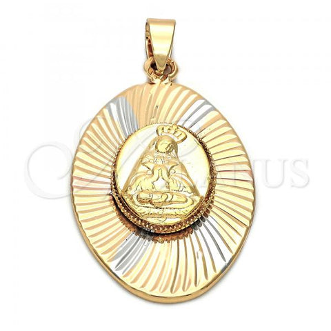 Oro Laminado Religious Pendant, Gold Filled Style Altagracia Design, Diamond Cutting Finish, Tricolor, 5.196.015