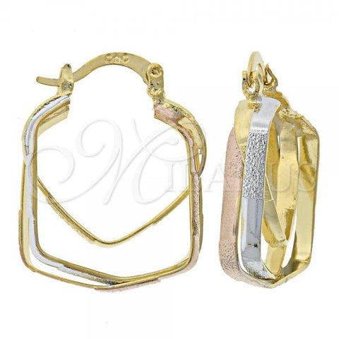 Oro Laminado Medium Hoop, Gold Filled Style Diamond Cutting Finish, Tricolor, 02.96.0073