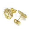 Oro Laminado Stud Earring, Gold Filled Style Tree Design, with White Cubic Zirconia, Polished, Golden Finish, 02.156.0581